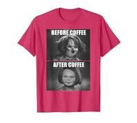 Child's Play Chucky Before Coffee After Coffee T-Shirt, Homme, Rouge Chiné, 3XL