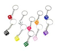 CHILDWEET 10 pièces Porte Clés Dés Colorés Pendentif Original Résine avec Design Délicat comme Accessoire Polyvalent pour Clés ou Décoration Plusieurs Couleurs Rose Vert Bleu Jaune Blanc