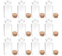 CHILDWEET 12pièces Petites Bouteilles Verre avec Bouchons Liège Couvercles Transparentes Réutilisables pour Mariages DIY Décorations Faveurs Bricolage Mini Flacons Étanchéité Sûre