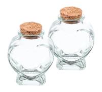 CHILDWEET 2 Pièces Bocal en Verre Cœur 50ml avec Bouchon en Liège Décoratif | Bouteille de Souhaits, Bonbonnière Romantique, pour Sable Coloré et Paillettes, Style Vintage