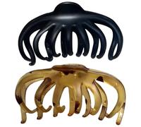 CHILDWEET 2pcs Pinces à Cheveux Grandes Griffes Rétro en Résine Noire, Accessoire Coiffure Élégant pour Fixer Cheveux Lâches, pour Différentes Occasions