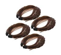 CHILDWEET 4 Pièces Postiche Bandeau Tressé Synthétique pour Femmes Extensions de Frange Réalistes Coiffure Naturelle Couvre Racines Grises et Zones Clairsemées Maintien Sécurisé Toute la