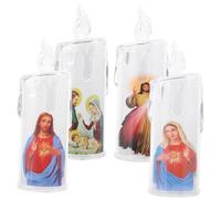 CHILDWEET 4pièces Lampe à Bougie Led Jésus Lumière Décorative De Noël Et Pâques Idéale Pour Offrir Tant Que Spirituel Sans Base