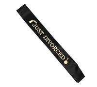 CHILDWEET 5 pièces Sash Divorce Satin Noir et Or pour Femmes Ceinture Étiquette Élégante pour Fête de Divorce Accessoire Unique et