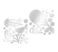 CHILDWEET Autocollant Mural Poisson Méduse Effet Miroir en Acrylique Argenté, Design Autocollant Auto-adhésif Facile à Nettoyer pour Décoration Murale Thème Océan