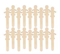 CHILDWEET Bâtonnets de bricolage pour enfants 30pcs Formes en bois pour les loisirs créatifs Découpes de Silhouettes Humaines Bois Naturel pour enfants