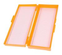 CHILDWEET Boîte à Diapositives 50 Pièces en Plastique Orange Support de Rangement pour Lames de Microscope Boîte de Lames de Laboratoire Classement Numéroté Accessoire pour Fournitures