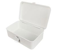 CHILDWEET Boîte à Outils en Acier Laminé à Froid Blanche Fermoir Verrouillable, Boîte de Rangement Vintage Solide pour Petit Porte-Ruban et Accessoires de Bureau