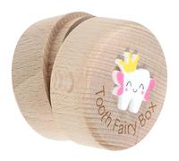 CHILDWEET Boîte à Souvenirs de Dents en Bois pour Garçons Grosse Capacité et Design Sculpté Délicat, Trousse pour Conserver les Dents de Lait en Souvenir
