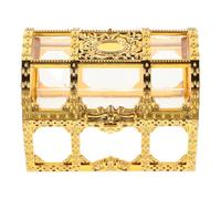 CHILDWEET Boîte à Trésors en Plastique Transparente et Dorée, Mini Coffre à Dragées 1 Pièce, Boîte Décorative pour Bonbons et Desserts, pour Anniversaires et Fêtes, Compact