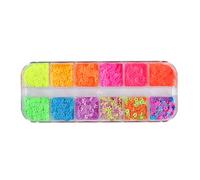 CHILDWEET Boîte de 2 Paillettes pour Nail Art en Bopet 12 Compartiments, Éclat Solide et Formes Délicates pour Décoration Manucure et Art Corporel