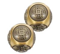 CHILDWEET Boules de Baoding pour Exercice des Mains en Occasions Professionnelles et Décoration Élégante en Laiton 36mm avec Motifs en Relief Hexagonaux, Lot de 2 Pièces