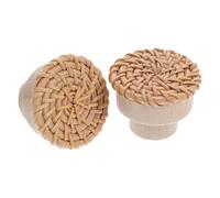 CHILDWEET Boutons en Rotin pour Commode et Tiroirs, Lot de 2 Boutons de Meuble Ronds en Bois Tressé, Design Champignon, Poignées pour Armoires Cuisine Rustiques et Décor Intérieur