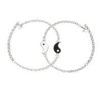 CHILDWEET Bracelets De Couple Yin Yang En Acier Inoxydable Bijoux Assortis Unisexe Pour Amoureux Ensemble De 2 Bracelets D'Amitié ÉLéGants Pour Quotidien Et Occasions SpéCiales