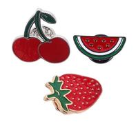CHILDWEET Broches de Fruits Émaillées Fraise et Cerise en Alliage Léger 3 Pièces Épingles Adorables Pastèque pour Vêtements et Paquet, Accessoires Mode pour Femmes et Filles