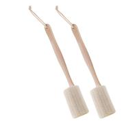 CHILDWEET Brosse Long Manche en Luffa et Bois, Lot de 2 Pcs, Exfoliante Dos, Facile à Utiliser et Confortable à Saisir, Gommage Dos
