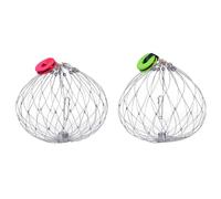 CHILDWEET Cage à Crabes pour Pêche en Mer et Lacs, Piège Automatique en Fil d'acier Argenté 2pcs Contrepoids pour Attraper Crabes Couleur Aléatoire