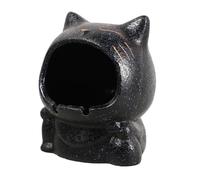 CHILDWEET Cendrier Chat en Céramique Noir, Grand Format Décoratif Extérieur | Usage Balcon, Design Mignon et Créatif, Pièce Polyvalente, Finition Noire pour Intérieur ou Patio