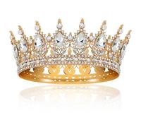 CHILDWEET Couronne Baroque en Alliage Doré Strass Blancs Grand Modèle Accessoires pour Cheveux de Mariée et Demoiselle Bandeau Couronne Élégant pour Mariage Cosplay et Fête