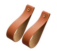 CHILDWEET Crochets Muraux Supports Décoratifs Polyvalents 2 Pièces en Cuir Synthétique Marron et Boucle Décoration Intérieure Bohème pour Tringle à Rideaux pour Salle de Bain