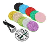 CHILDWEET Diffuseur D'huiles Essentielles pour Voiture en Métal Ajouré, Clip de Fixation pour Grille D'aération, Motif Arbre de Vie, 1 Diffuseur 10 Coussinets de Rechange, Désodorisant
