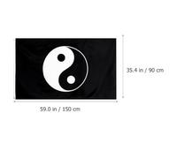 CHILDWEET Drapeau Religieux Tai Chi Yin Yang en Polyester Noir, Résistant la Décoloration, Facile à Suspendre, Décoration Extérieure pour Jardins et Cours