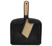 CHILDWEET Ensemble Balai et Pelle de Table Portable Noir en Bambou et Plastique, Mini Brosse à Poussière Compacte pour Cuisines et Tiroirs, Design Gain de Place Pratique