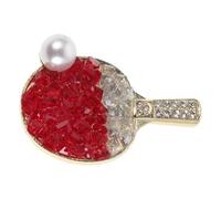 CHILDWEET Épingle en Cristal Élégant Motif Raquette de Ping-pong Perle Rouge en Cuivre, Accessoire Sportif Polyvalent pour Esprit D'équipe et Bijoux de Fête