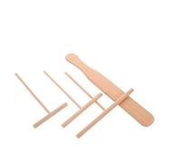 CHILDWEET Étaleur de Crêpes en Bois 4 Pièces Kit Facile à Manipuler Cuisine Racloir à Gâteau et Retourneur de Crêpes pour Cuisson