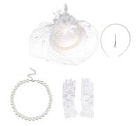 CHILDWEET Fascinateur Rétro pour Mariage en Maille Blanche, Chapeau Petit Voile Élégant, Accessoire Coiffure Vintage pour Soirée, Coiffe Délicate la Mode pour Femme