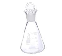 CHILDWEET Flacon Conique en Verre Borosilicaté 100 Ml Graduation Sérigraphiée, Zone de Marquage Large, Bouchon Intégré, pour Expériences Scolaires en Chimie et Laboratoire Scientifique