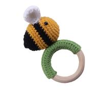 CHILDWEET Hochet Bébé en Bois D’abeille, Anneau de Dentition Sensoriel Tricoté, D’éveil Apaisant pour Garçon et Fille, Présent Éducatif Doux et Sécurisant