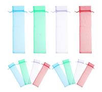 CHILDWEET Lot de 12 Pochettes en Organza pour Éventails Pliables 6X26 CM Léger et Réutilisable Assortiment Couleurs pour Rangement Présent et Mariage