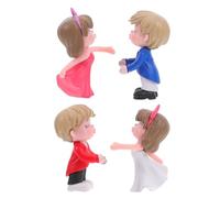 CHILDWEET Lot de 2 Paires d'Ornements de Couple en Plastique pour Décoration de Gâteau Figurines Créatives Rouge/Blanc et Bleu/Rose Accessoire Saint-Valentin et Mariage Décoration