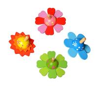 CHILDWEET Lot de 4 Jouets Éducatifs en Bois Colorés pour Garçon et Filles, Toupies Rotatives Ludiques et Robustes, Peinture Non Toxique, Taille Adaptée pour Coordination Couleur Aléatoire