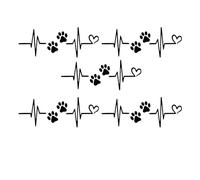 CHILDWEET Lot de 5 Autocollants Voiture Noirs en Vinyle Étanche, Décorations D'empreinte de Chien et Battement de Cœur, Autocollants Pattes pour Pare-Chocs et Carrosserie, pour