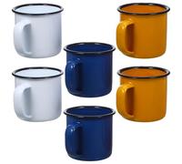 CHILDWEET Lot de 6 Tasses Émaillées Vintage Rouges Multifonctionnelles, Style Rétro, Faciles à Ranger, pour Bureau ou Restaurant Couleur Aléatoire