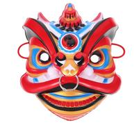CHILDWEET Masque de Lion Dansant Chinois 3D, Accessoire pour Scène et Réunion Annuelle, Cosplay Réaliste, Plastique Léger, Bande Élastique, Rouge