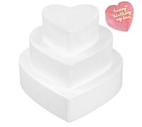 CHILDWEET Moules à Gâteau Réutilisables et Légers Forme Cœur Blanc Lot de 3 en Mousse pour Pratique de Décoration Pâtissière et Modèles de Cake Design