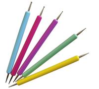 CHILDWEET Outils de Manucure à Pointiller Pratique et Confortable Lot de 5 en Plastique pour Nail Art Précis et Décoration Élégante des Ongles