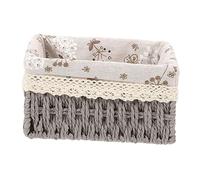 CHILDWEET Panier De Rangement Tressé Moderne Avec Doublure Organisateur De Bureau Pour Articles Divers Jouets Et Accessoires à Motifs Grisés