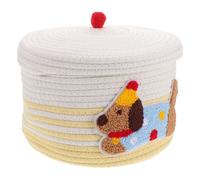 CHILDWEET Panier Tressé Corde De Coton Avec Couvercle Boîte De Rangement Pour Voiture Organisateur Décoratif Pour Jouets Animaux
