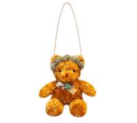 CHILDWEET Paquet à Bandoulière en Peluche Ours Marron pour Fille | Fermeture Éclair Lisse, Format Compact, Usage Marche et Travail, Style Kawaii Inspiré du Fme Ours