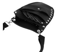 CHILDWEET Paquet Banane de Coiffure en Cuir Noir Ceinture Taille Portable, Mallette Professionnelle pour Salon et Barber Shop, Pochette Pratique pour Ciseaux et Outils de Coiffure