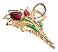 CHILDWEET Pince à Cheveux Tulipe Chic en Alliage Or pour Cheveux Fins et Épais, Clip Solide Forte Flexibilité, Accessoire Élégant pour Bureau et Voyage