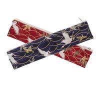 CHILDWEET Pochette à Couverts Japonaise Étuit de Transport en Coton Doré Fermeture Éclair, 2 Pièces Rangement Délicat pour Baguettes et Pailles pour Camping en Plein Air