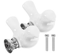 CHILDWEET Poignée de Tiroir en Céramique Blanche, Style Européen Moderne, Motif Dessin Animé, 2 Pièces, Bouton Meuble Adorable Seul Trou, Compatible pour Armoire et Placard Cuisine