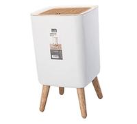 CHILDWEET Poubelle Ménagère à Pression 10l Couvercle à Clapet, Grosse Capacité, Design Carré Effet Bois, Cuisine, Salle De Bain Et Chambre