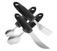 CHILDWEET Set de Couverts Adaptés Anti-secousse pour Personnes Âgées Ustensiles Ergonomiques Acier Inoxydable Léger avec Poignée Antidérapante Fourchette Cuillère et Couteau pour Aide