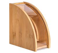 CHILDWEET Support de Filtre à Café Rangement Pratique Forme Éventail en Bois Naturel Motif Grain de Bois pour Papier Filtre à Café Comptoir